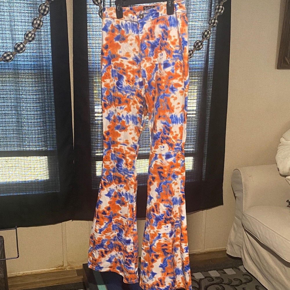 SWANK Orange and Blue Tie-Dye Pants